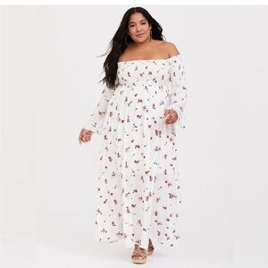 Floral off the shoulder bell sleeve maxi